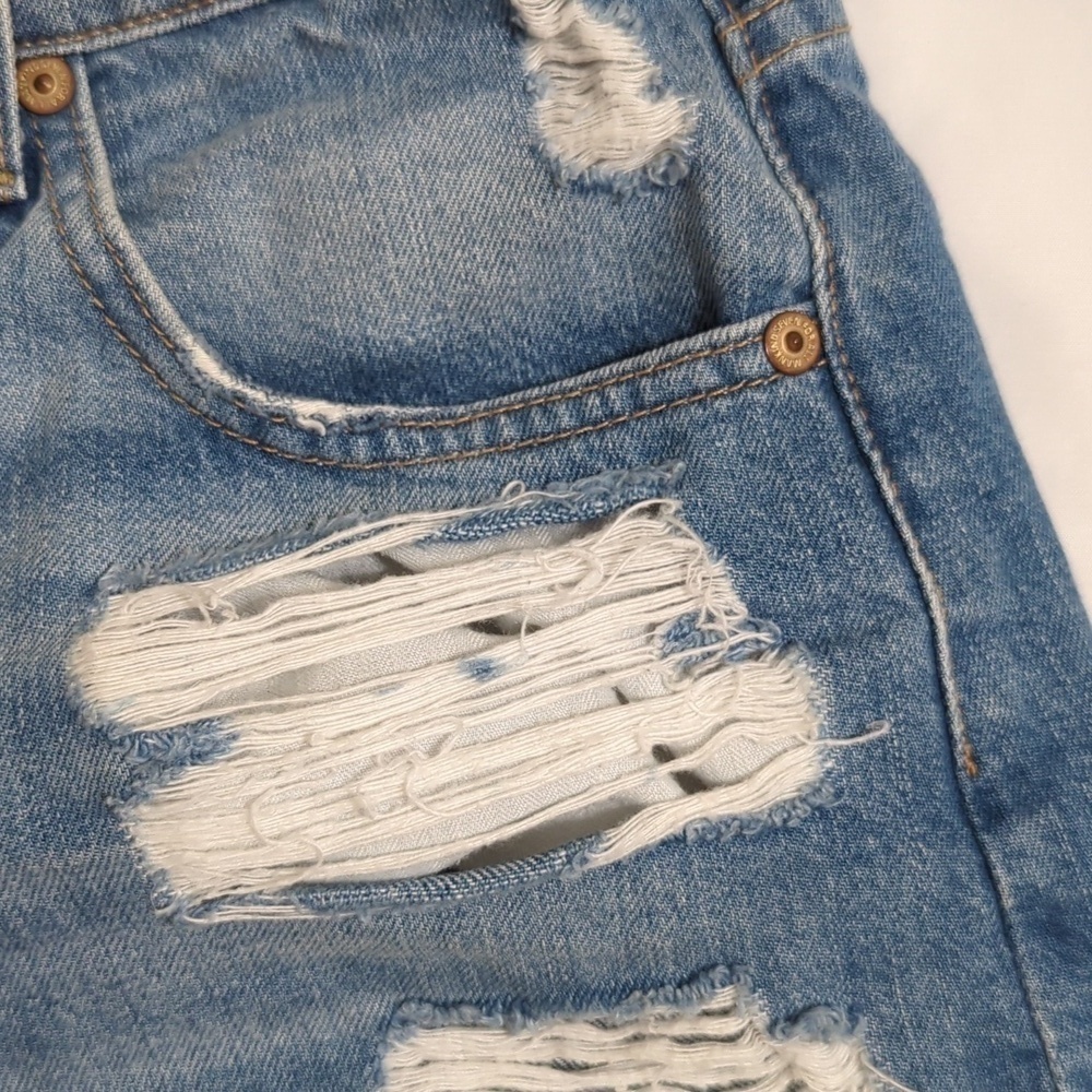 7 for All Mankind Distressed Denim Shorts, Color Blue Size 25 - Picture 8 of 15